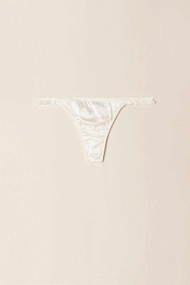 Intimissimi Silk and Blonder G-String Trusser Dame Hvide | DK3511DN