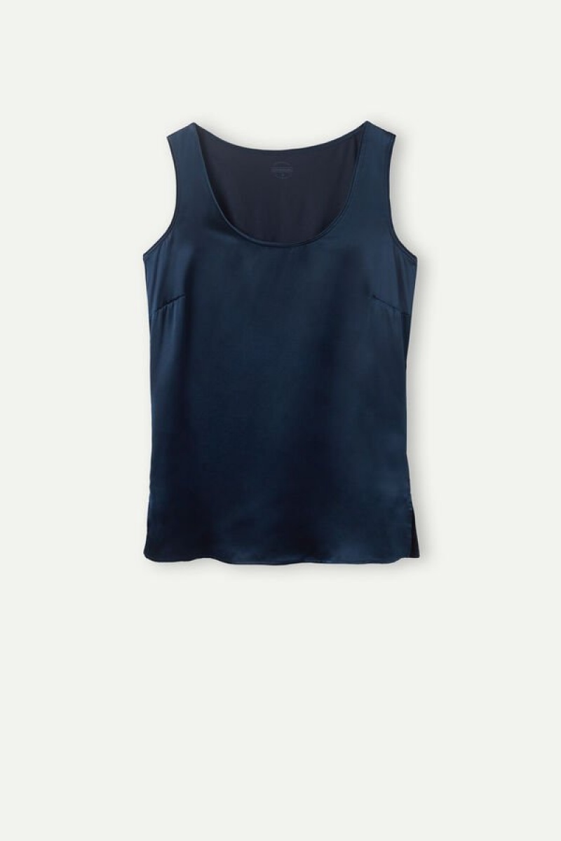 Intimissimi Silk and Modal Tank Top Dame Blå | DK4339HK