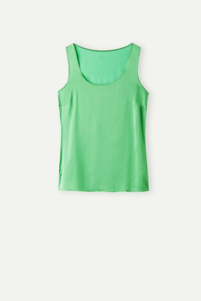 Intimissimi Silk and Modal Tank Top Dame Mintgrønne | DK4292SO