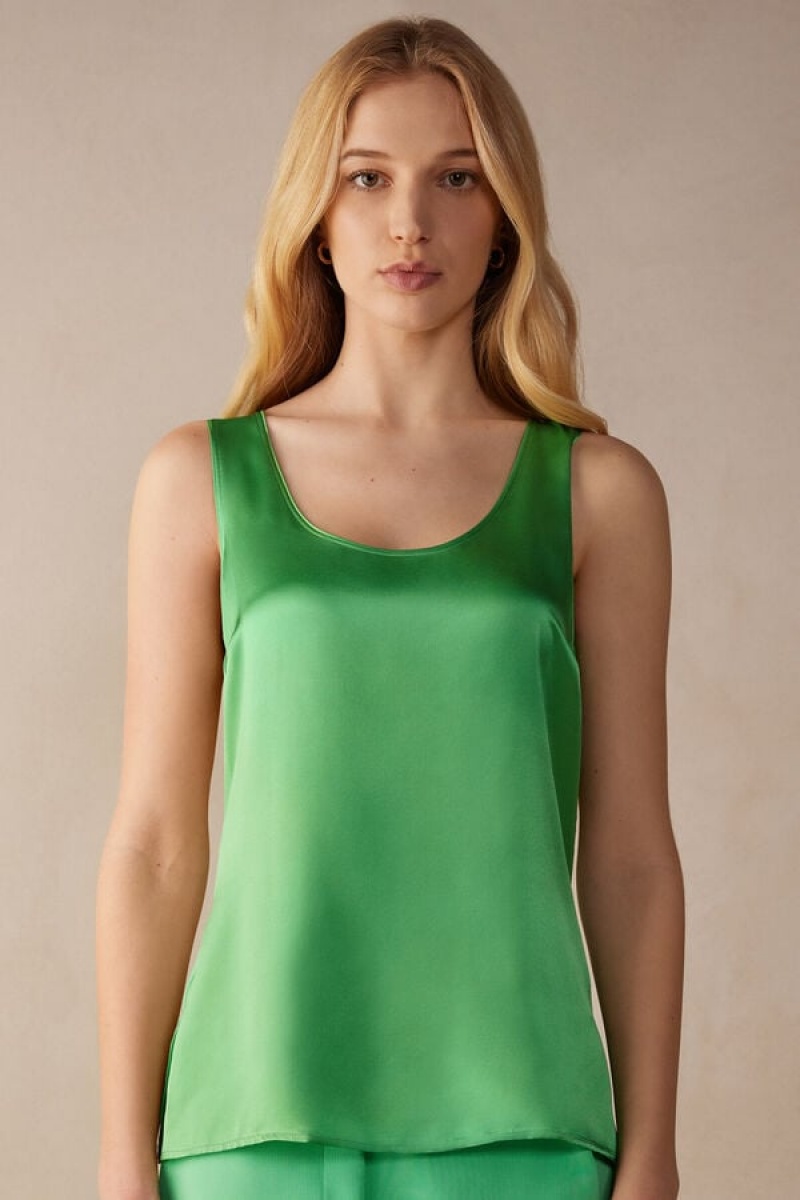 Intimissimi Silk and Modal Tank Top Dame Mintgrønne | DK4292SO