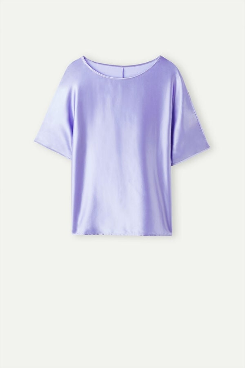 Intimissimi Silk and Modal Top Short Sleeve Dame Lavendel | DK4194YU