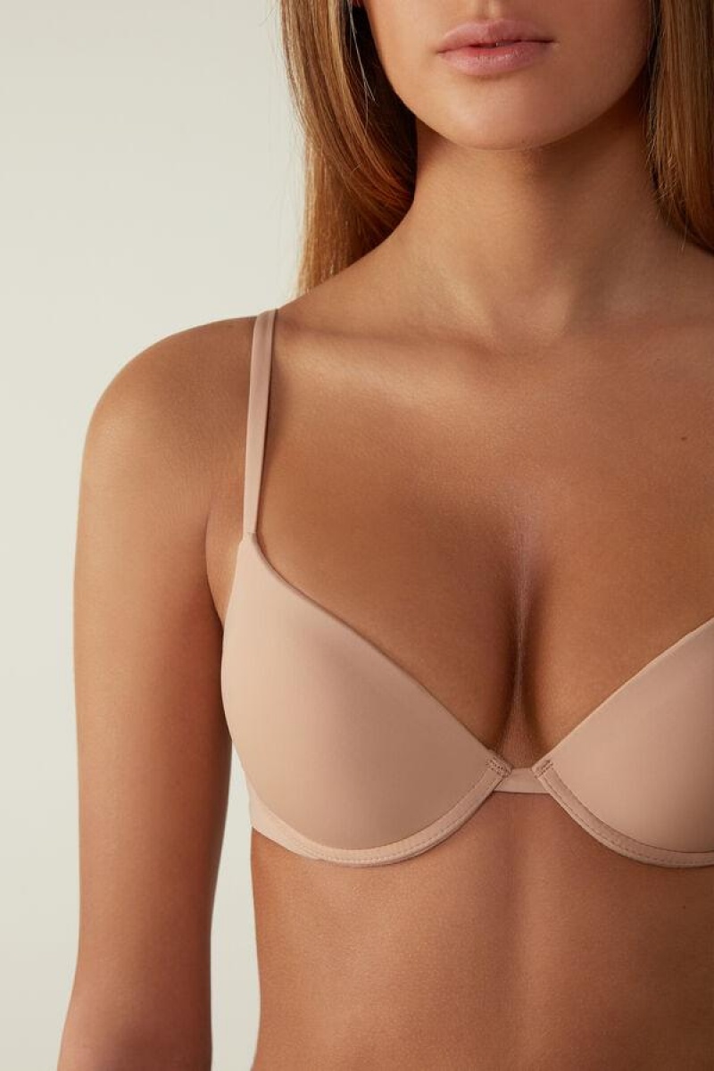 Intimissimi Simona Microfiber Super Push-Up BH Dame Beige | DK4714YU