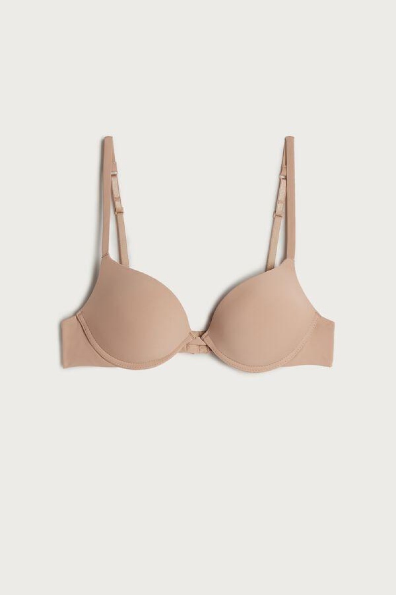 Intimissimi Simona Microfiber Super Push-Up BH Dame Beige | DK4714YU