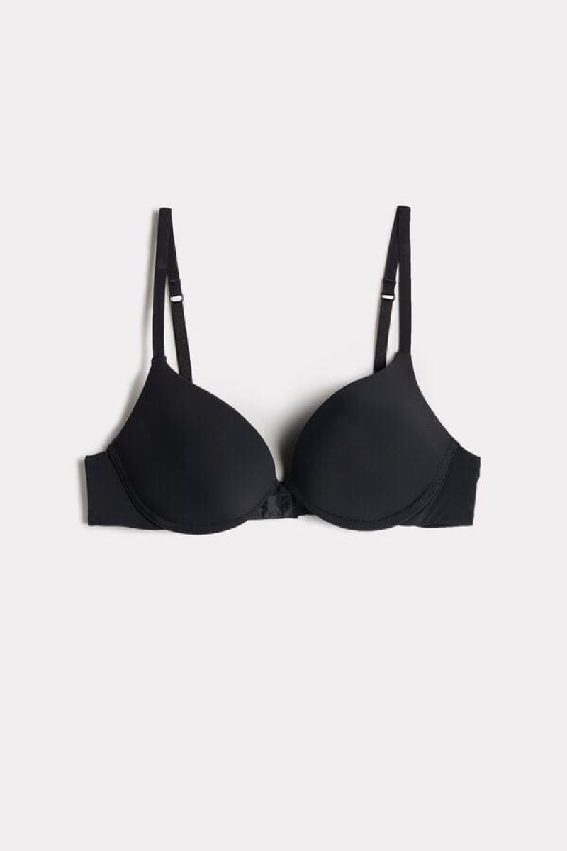 Intimissimi Simona Microfiber Super Push-Up BH Dame Sort | DK4713UT