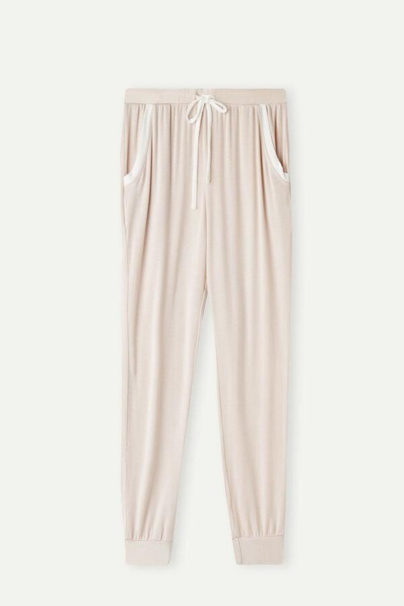 Intimissimi Simple Elegance Full Length Jogger Pants in Modal Pyjamas Dame Lyserød Hvide | DK4012TV