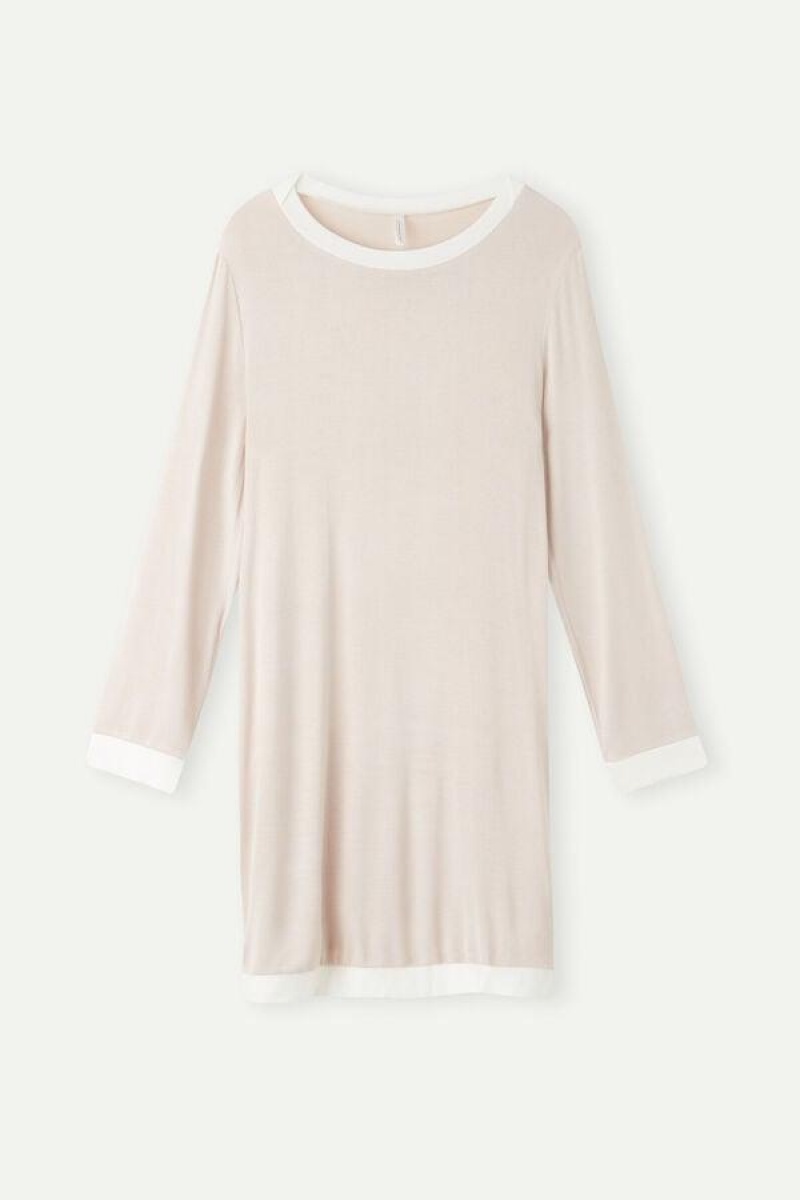 Intimissimi Simple Elegance Night Shirt Pyjamas Dame Lyserød Hvide | DK3838HK