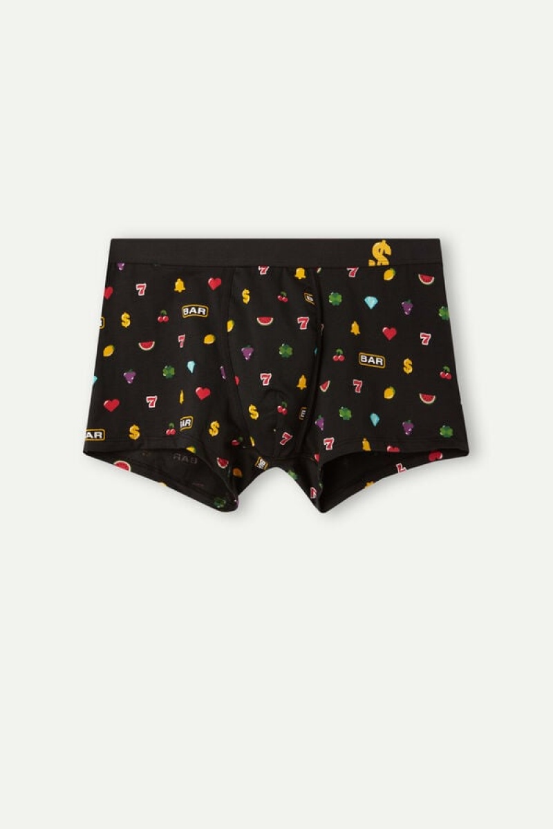 Intimissimi Slot Machine in Stretch Supima® Bomulds Boxer Herre Sort | DK3435PQ