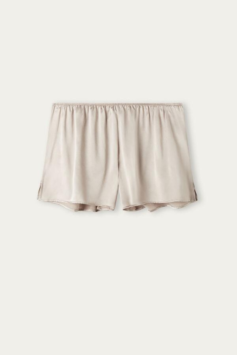 Intimissimi Smooth Silk-Satin Shorts Pyjamas Dame Beige | DK4064TV