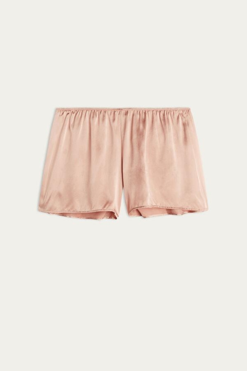 Intimissimi Smooth Silk-Satin Shorts Pyjamas Dame Lyserød | DK4062UT