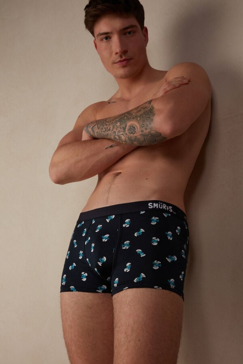 Intimissimi Smurf in Stretch Supima® Bomulds Boxer Herre Blå | DK3409AP