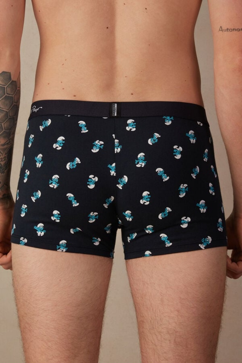 Intimissimi Smurf in Stretch Supima® Bomulds Boxer Herre Blå | DK3409AP