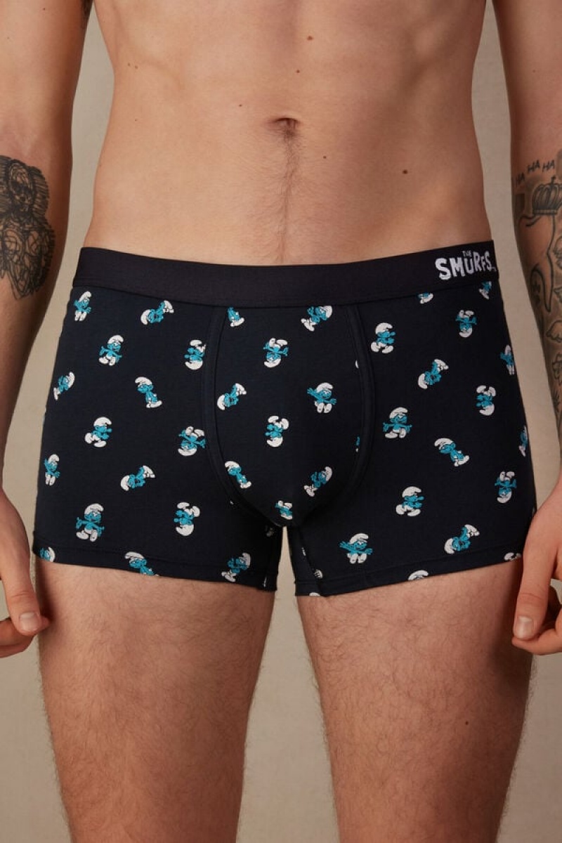 Intimissimi Smurf in Stretch Supima® Bomulds Boxer Herre Blå | DK3409AP