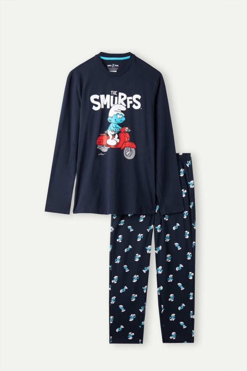 Intimissimi Smurfs Full Length Bomulds Pyjamas Herre Blå | DK3136MA