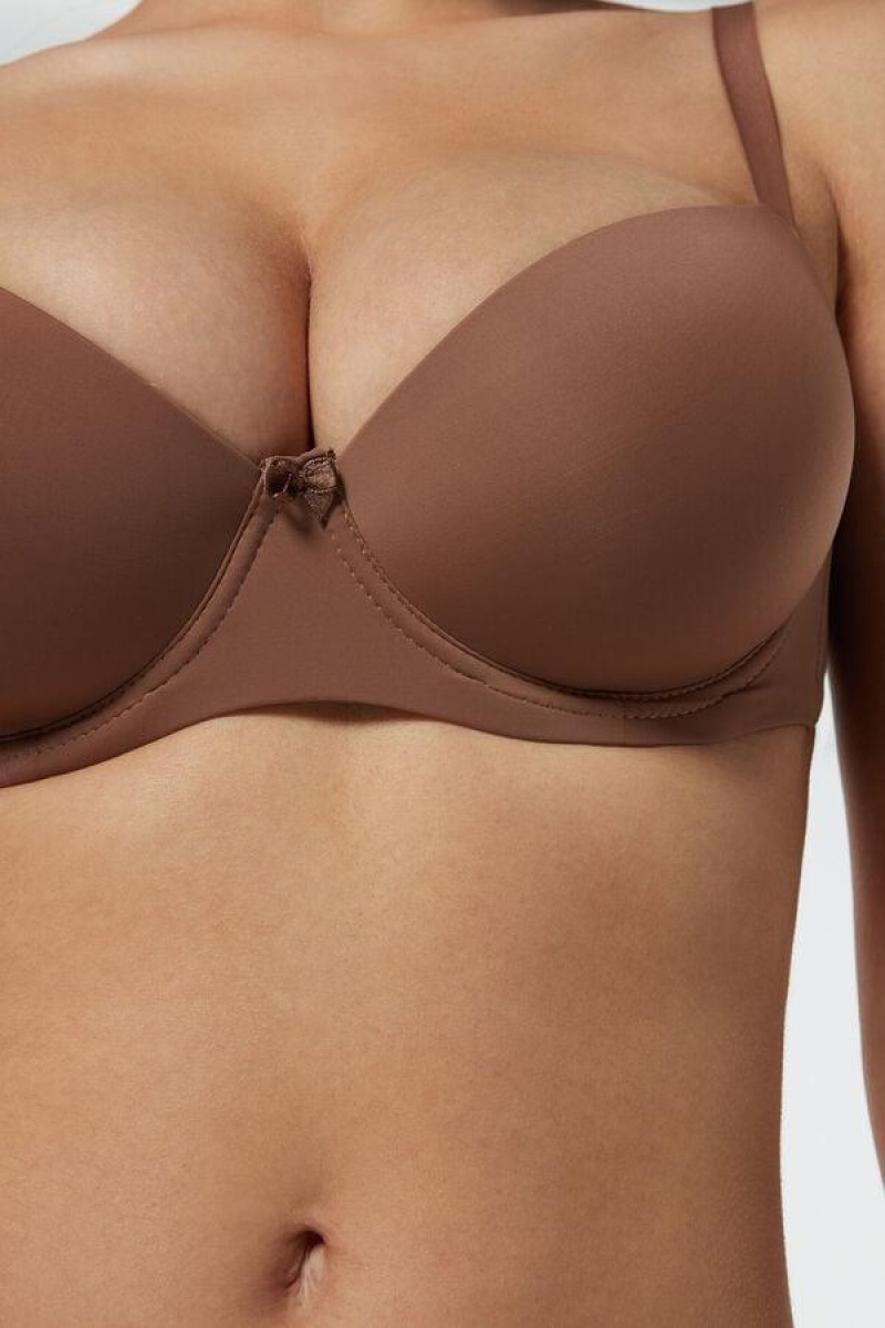 Intimissimi Sofia Microfiber Polstret Balconette BH Dame Mørkebeige | DK4949HK