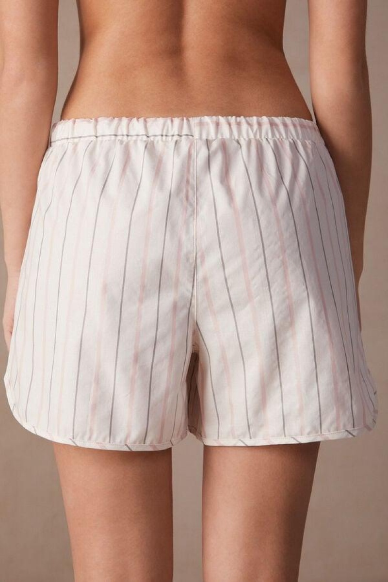 Intimissimi Soft Spring Bomulds Cloth Shorts Pyjamas Dame Beige Lyserød Striber | DK4084SO