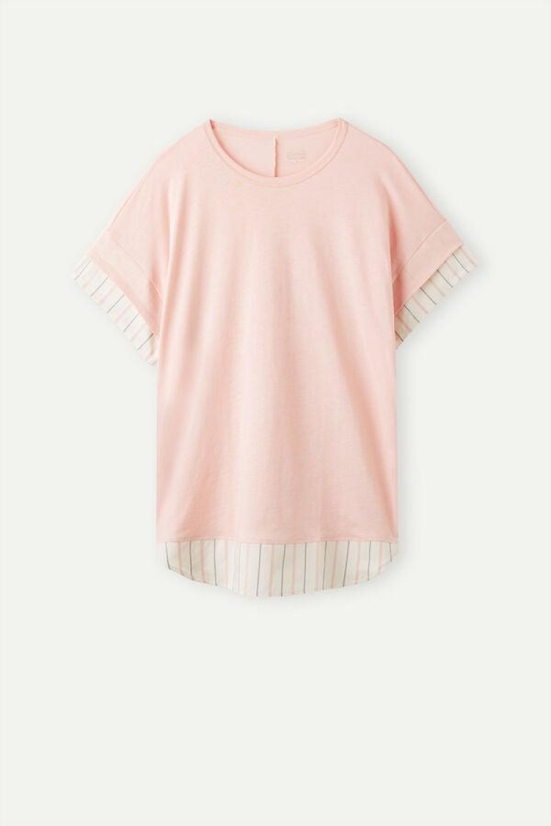 Intimissimi Soft Spring Kort Sleeve Bomulds T-Shirt Pyjamas Dame Lyserød | DK3954AP