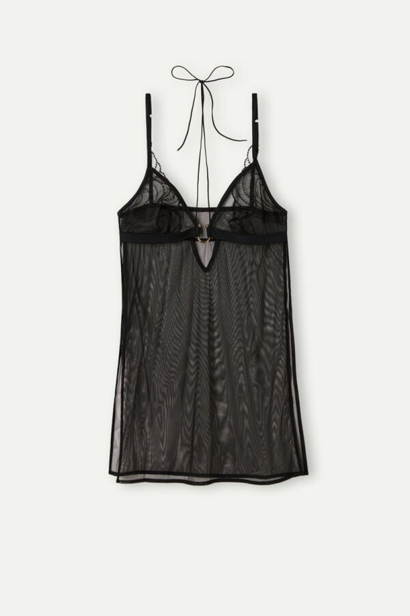 Intimissimi Steal the Show Tulle Babydoll Lingeri Dame Sort | DK4119WY