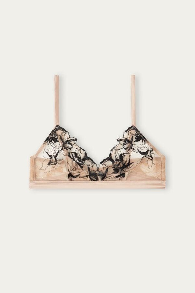 Intimissimi Stir the Senses Emma Triangle BH Dame Beige Sort | DK4889IS