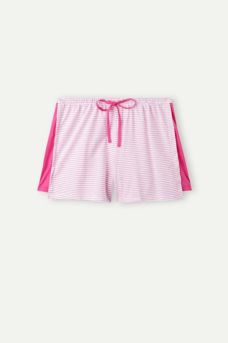 Intimissimi Strawberry Milkshake Shorts in Supima® Bomulds Pyjamas Dame Lyserød Striber | DK4089UT