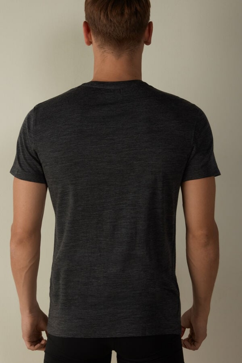 Intimissimi Stretch Merino Uld Kort-Sleeve T Shirts Herre Grå | DK3057IS