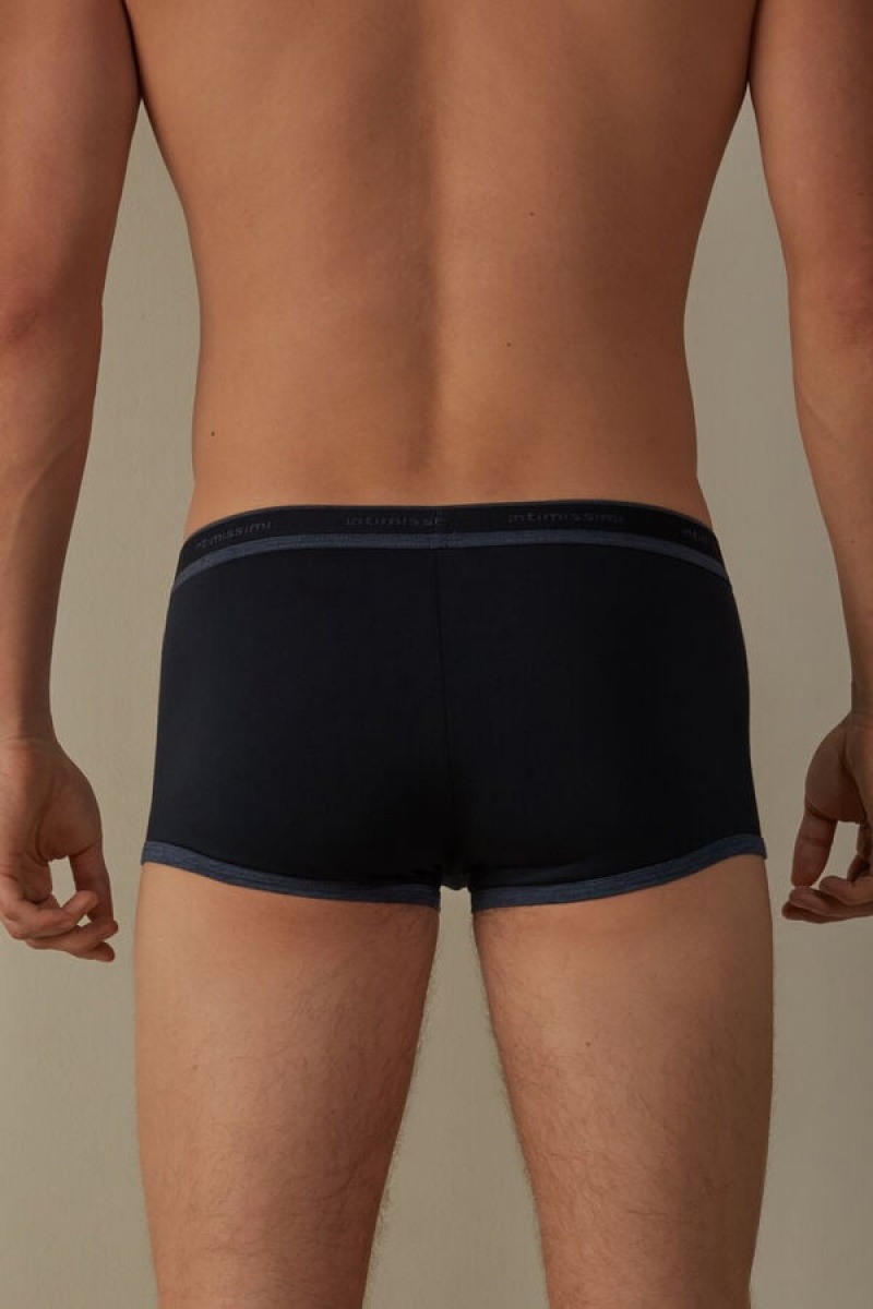 Intimissimi Stretch Supima® Bomulds Shorts with Logo Detail Boxer Herre Blå | DK3466YU