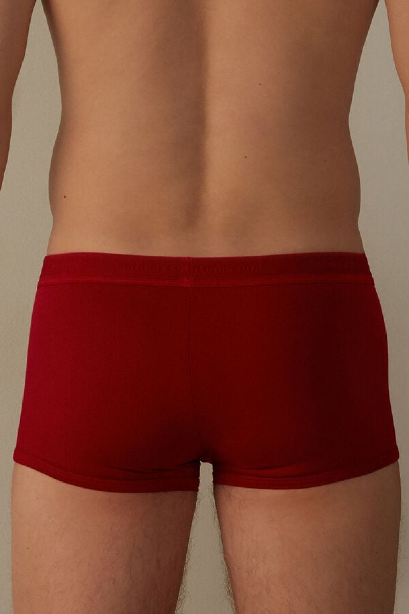 Intimissimi Stretch Supima® Bomulds Shorts with Logo Detail Boxer Herre Rød Rød | DK3445MA