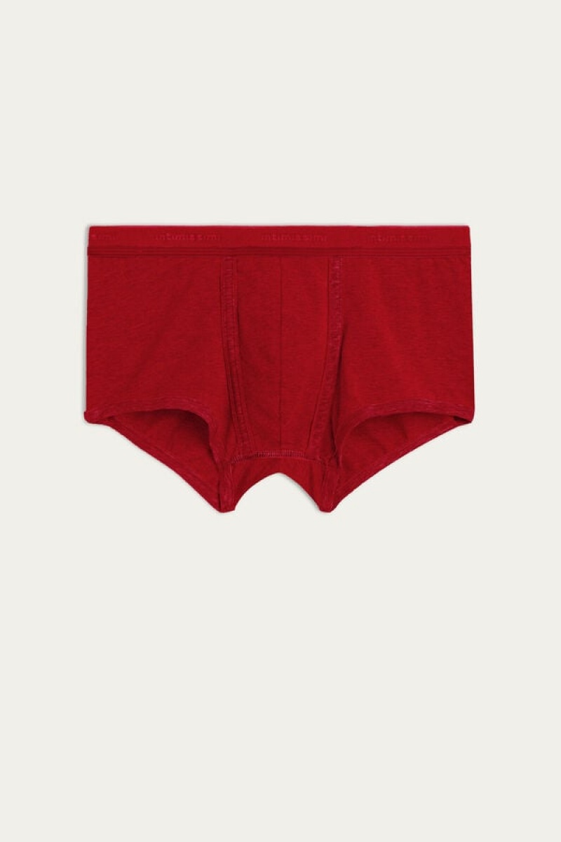 Intimissimi Stretch Supima® Bomulds Shorts with Logo Detail Boxer Herre Rød Rød | DK3445MA