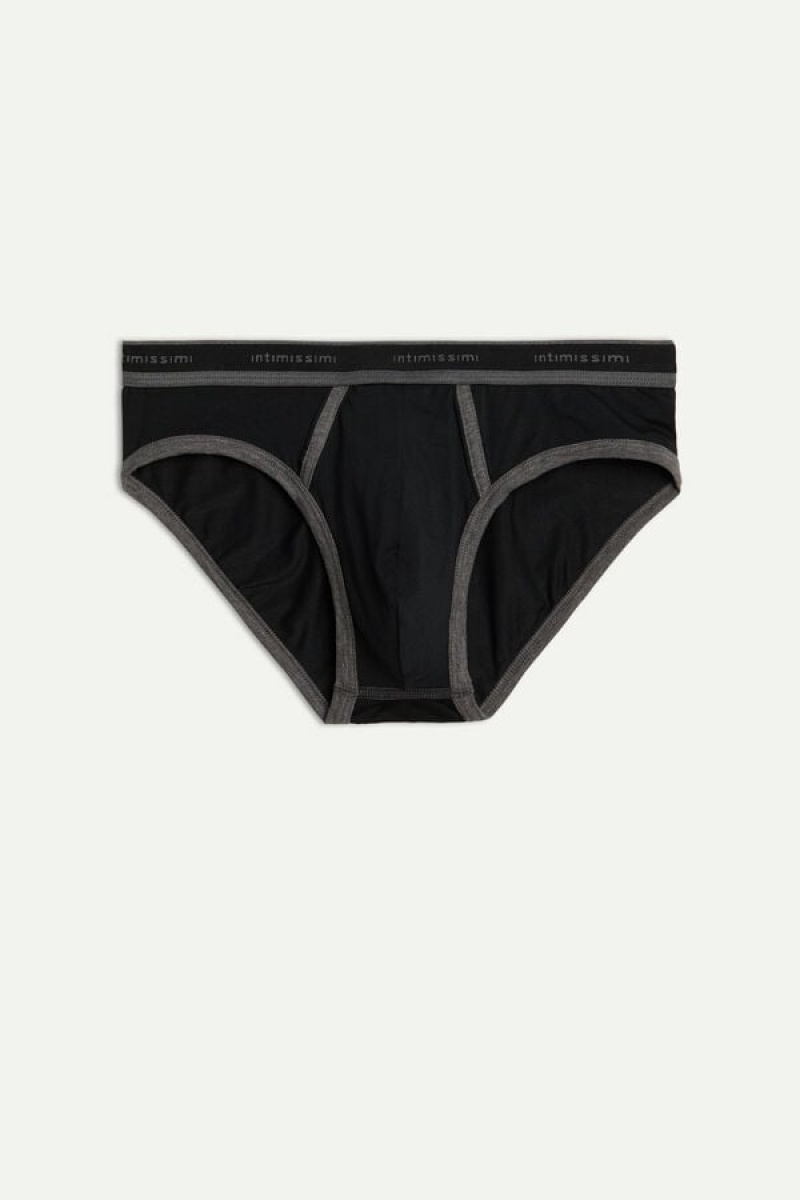 Intimissimi Stretch Supima® Bomulds with Logo Detail Trusser Herre Sort Dyb Grå | DK3371CE