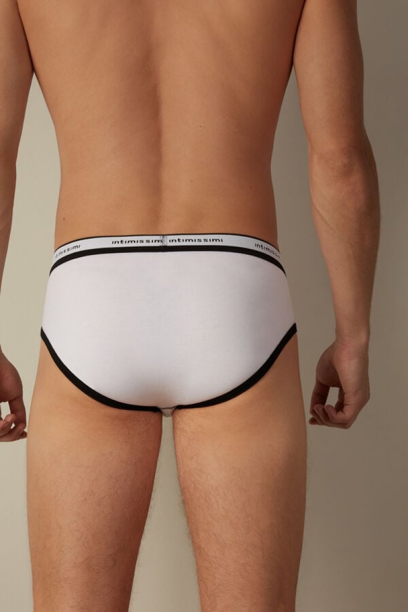 Intimissimi Stretch Supima® Bomulds with Logo Detail Trusser Herre Hvide Sort | DK3360UT