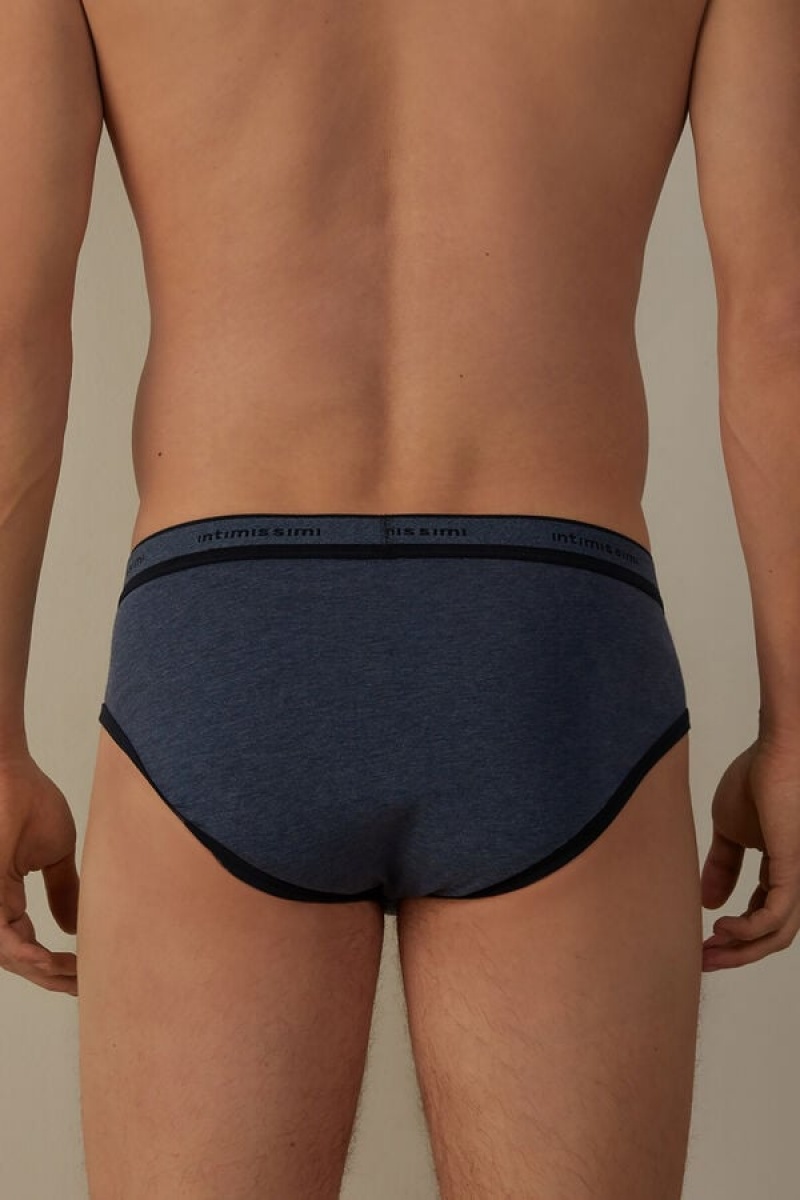 Intimissimi Stretch Supima® Bomulds with Logo Detail Trusser Herre Blå Blå | DK3348QZ