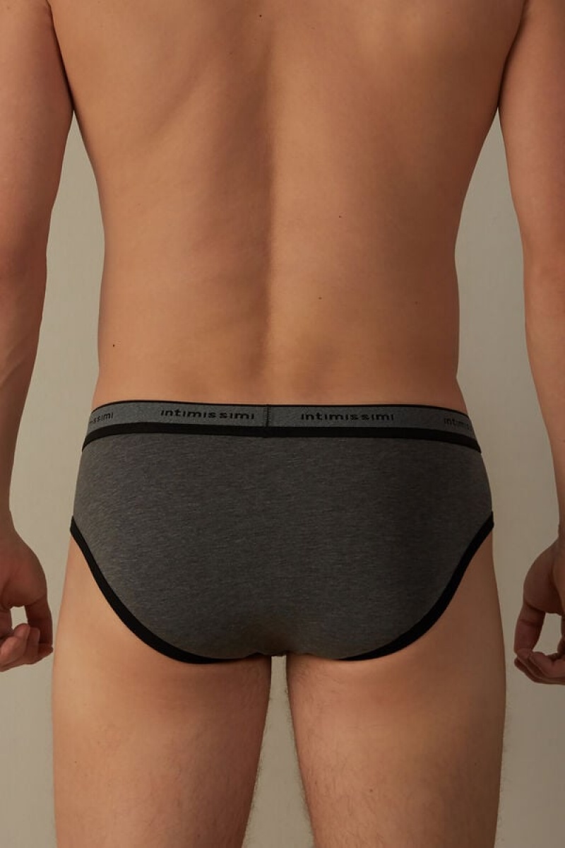 Intimissimi Stretch Supima® Bomulds with Logo Detail Trusser Herre Dyb Grå Sort | DK3347WY