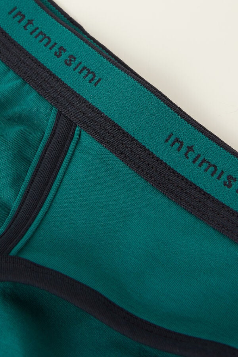 Intimissimi Stretch Supima® Bomulds with Logo Detail Trusser Herre Turkis Grøn Blå | DK3342UT