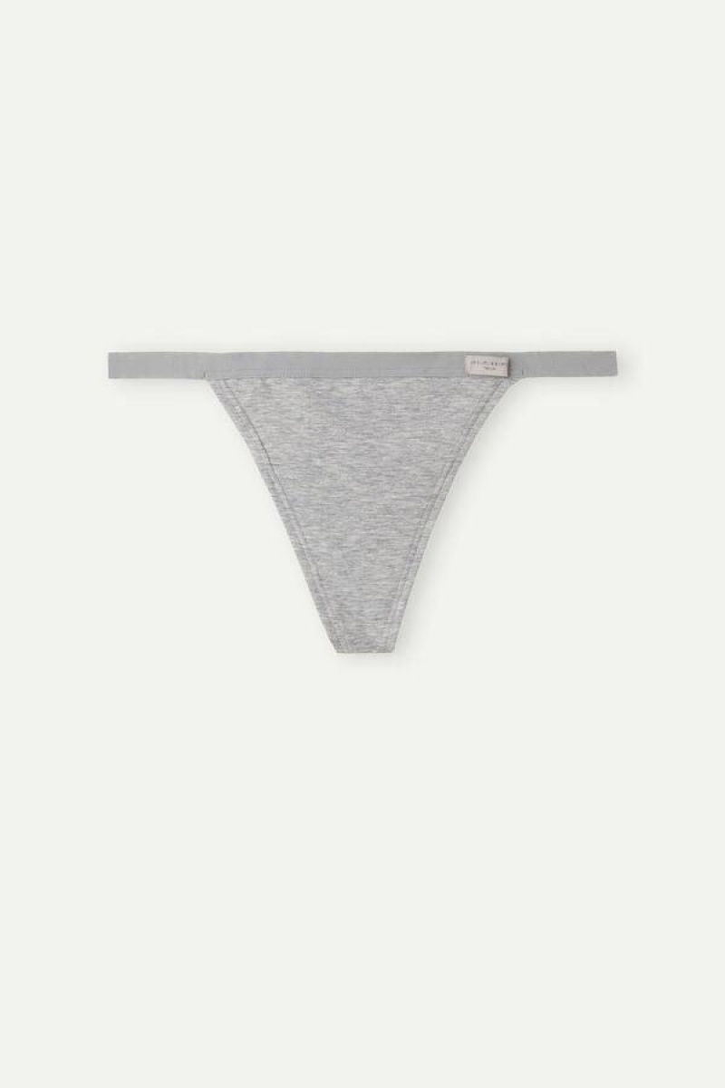 Intimissimi String Thong in Bomulds Trusser Dame Lysegrå | DK3780RW