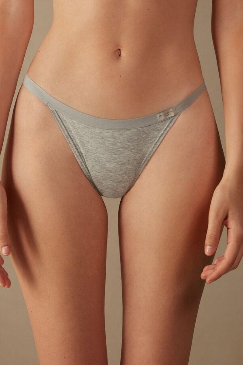 Intimissimi String Thong in Bomulds Trusser Dame Lysegrå | DK3780RW