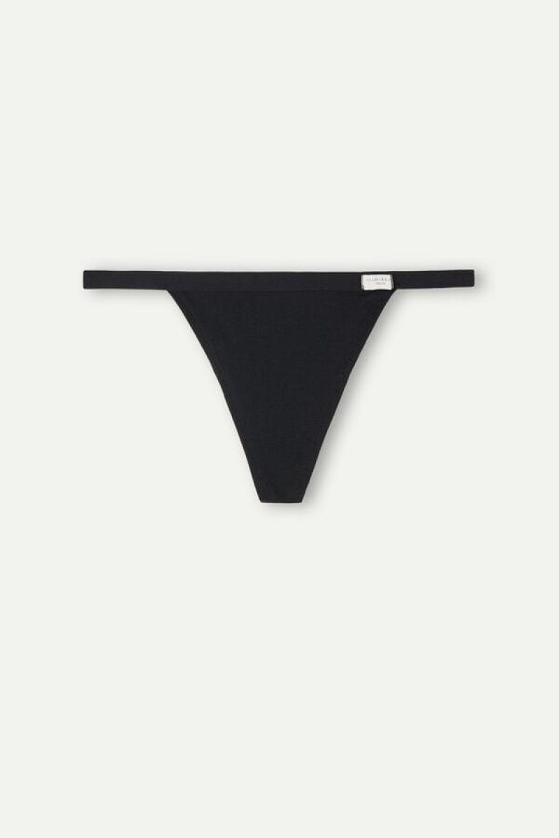 Intimissimi String Thong in Bomulds Trusser Dame Sort | DK3779TV