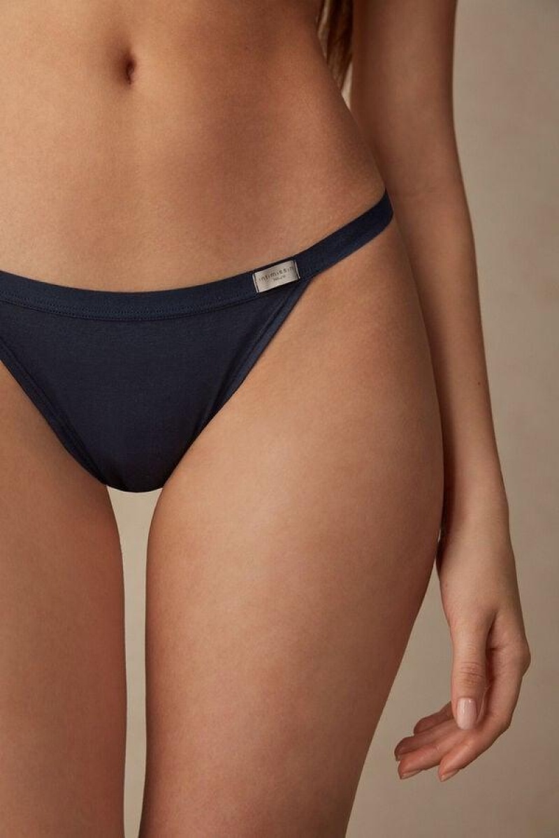 Intimissimi String Thong in Bomulds Trusser Dame Blå | DK3777UT