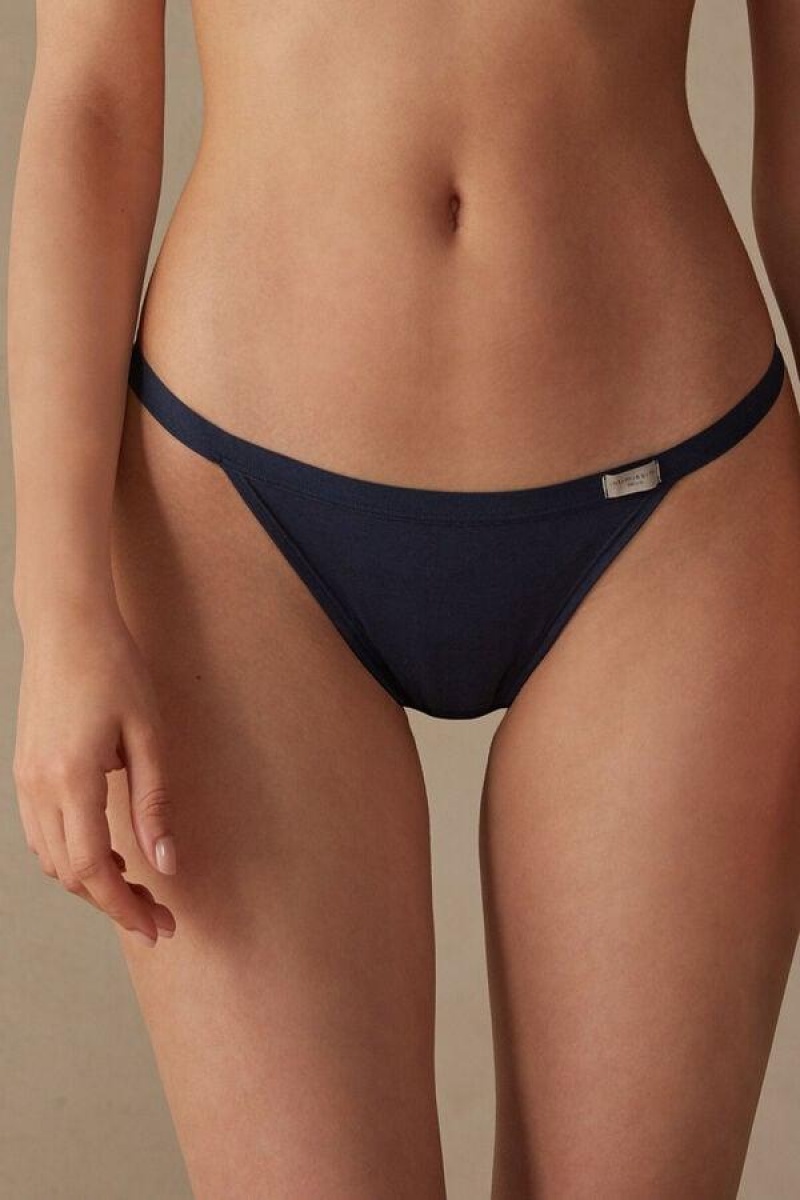 Intimissimi String Thong in Bomulds Trusser Dame Blå | DK3777UT