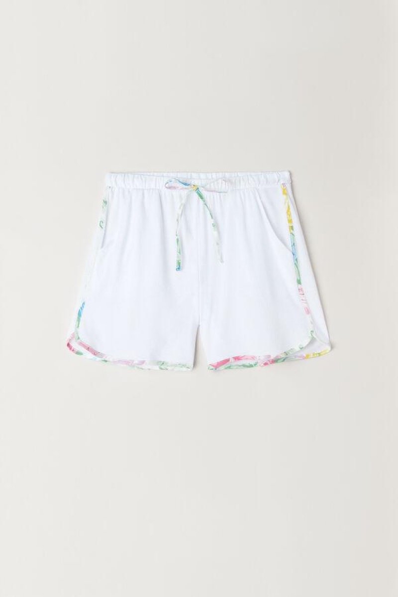 Intimissimi Summer Garden Shorts in Supima® Ultrafresh Bomulds Pyjamas Dame Hvide | DK4069MA