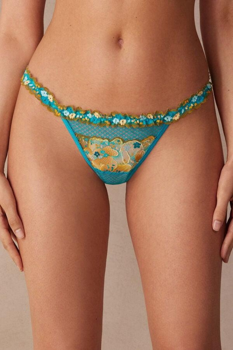 Intimissimi Summer Vibes String Thong Trusser Dame Turkis Blå | DK3824SO