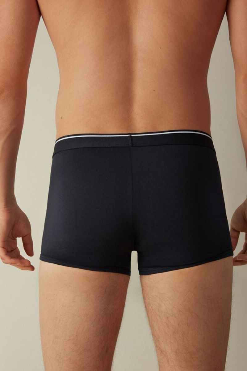 Intimissimi Supima® Bomulds Boxer Herre Blå Hvide | DK3458FM