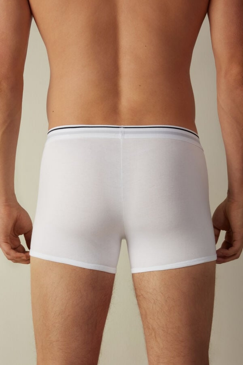 Intimissimi Supima® Bomulds Boxer Herre Hvide Blå | DK3478SO