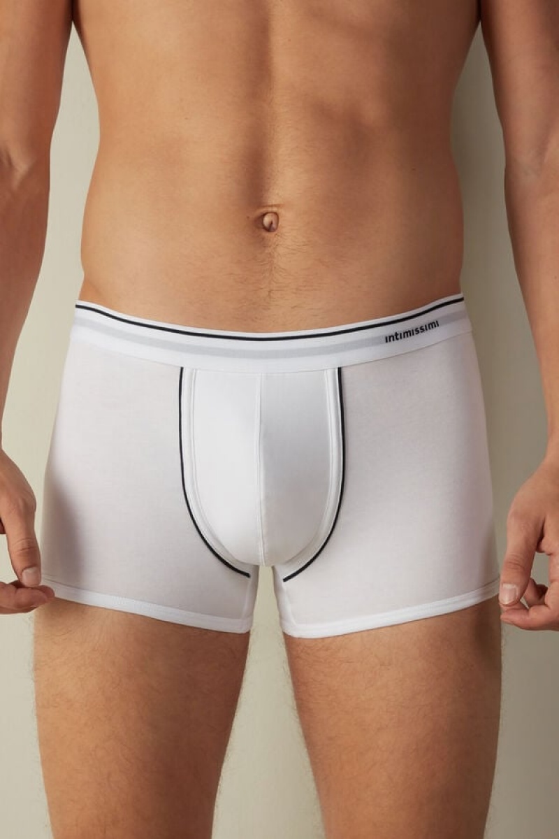 Intimissimi Supima® Bomulds Boxer Herre Hvide Blå | DK3478SO