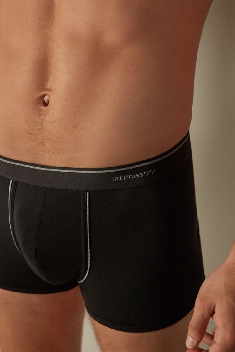 Intimissimi Supima® Bomulds Boxer Herre Sort Dyb Grå | DK3459DN