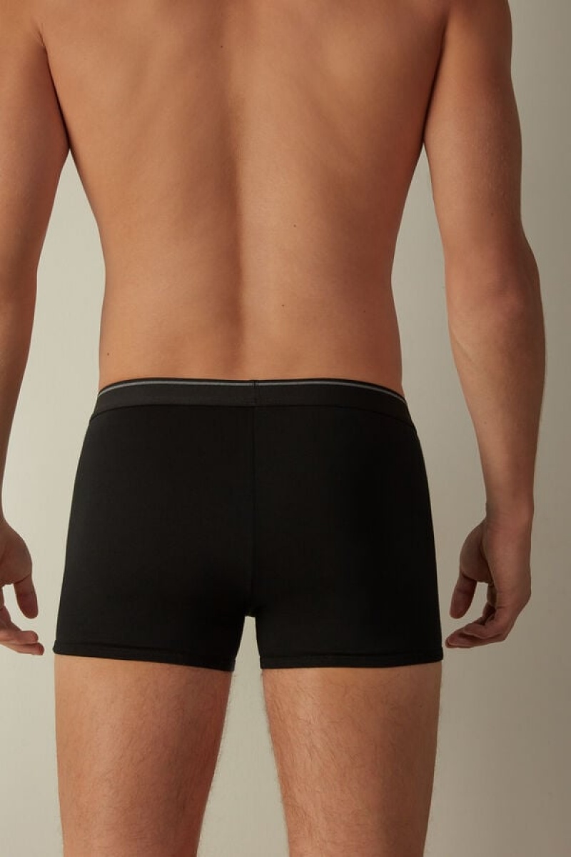 Intimissimi Supima® Bomulds Boxer Herre Sort Dyb Grå | DK3459DN