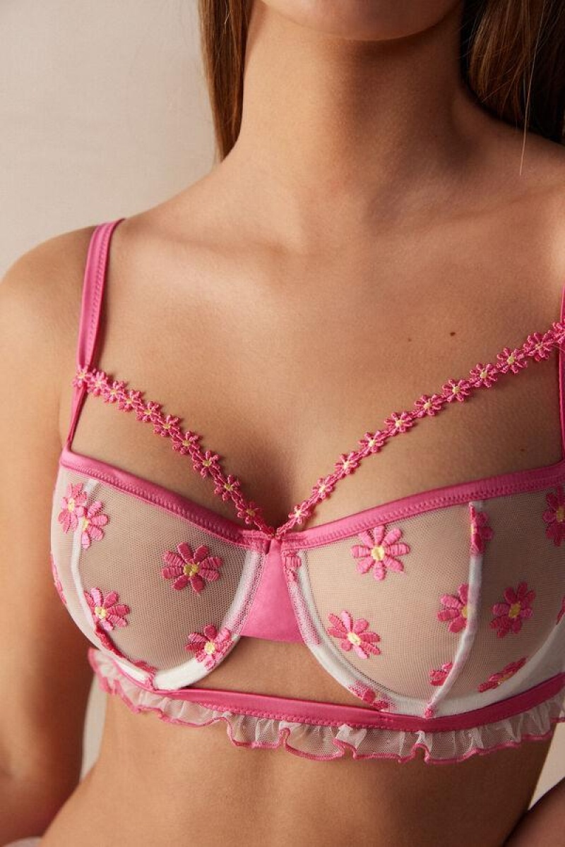 Intimissimi Sweet Like Daisies Balconette BH Dame Fuchsia Lyserød Hvide | DK4594XF