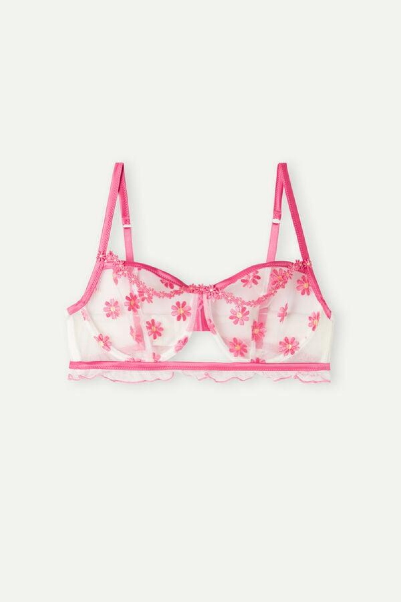 Intimissimi Sweet Like Daisies Balconette BH Dame Fuchsia Lyserød Hvide | DK4594XF