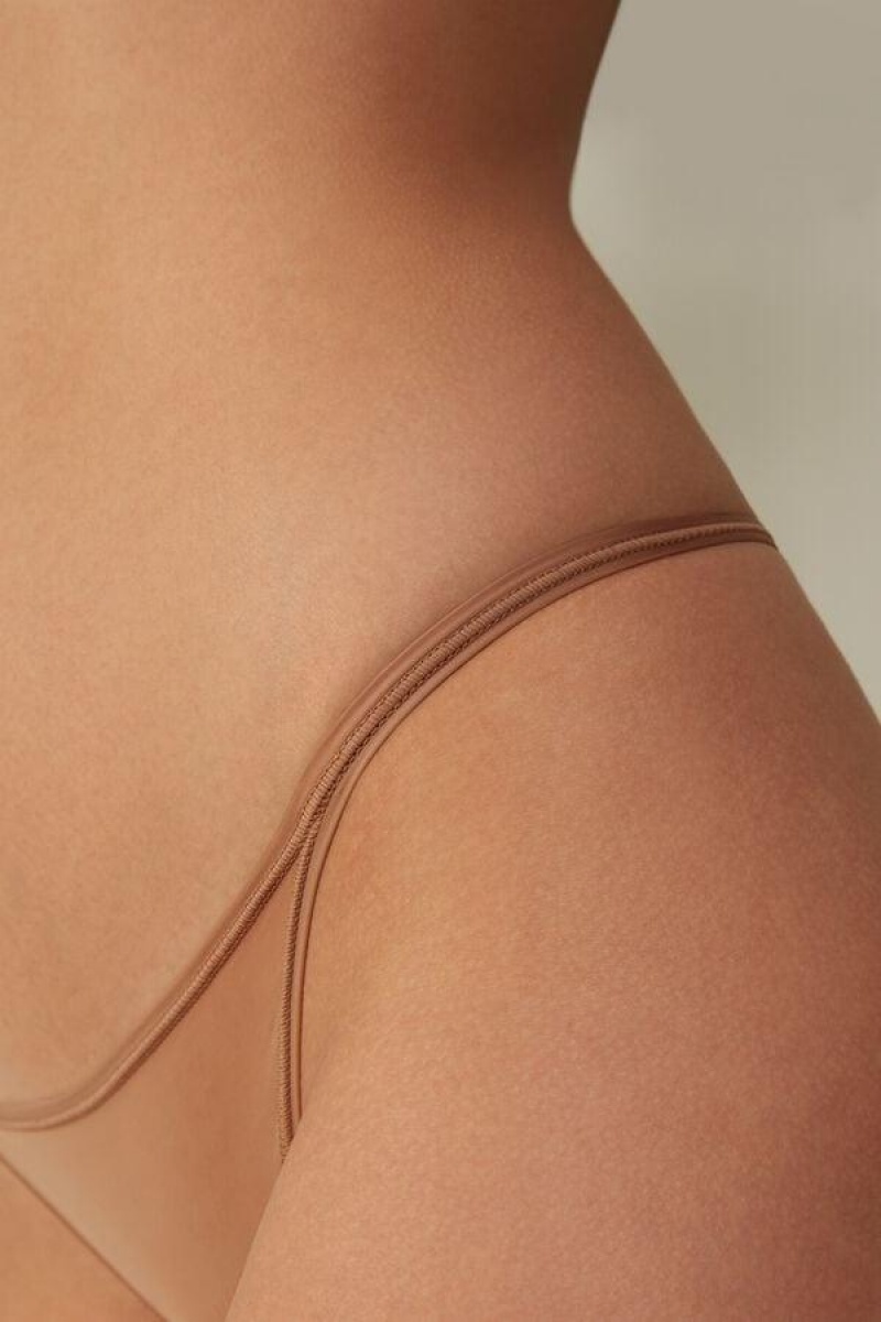 Intimissimi Thong with Ultralight Microfiber Straps Trusser Dame Beige | DK3764LH