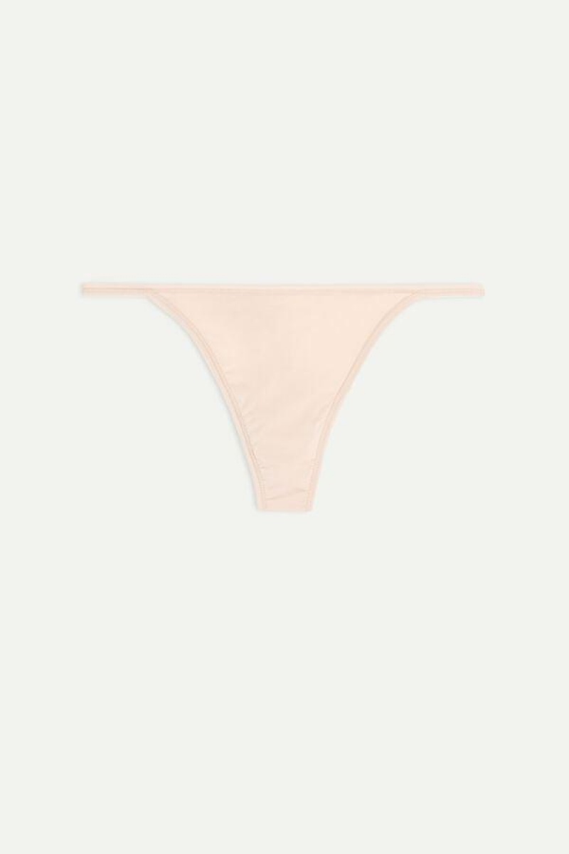 Intimissimi Thong with Ultralight Microfiber Straps Trusser Dame Beige | DK3762XF