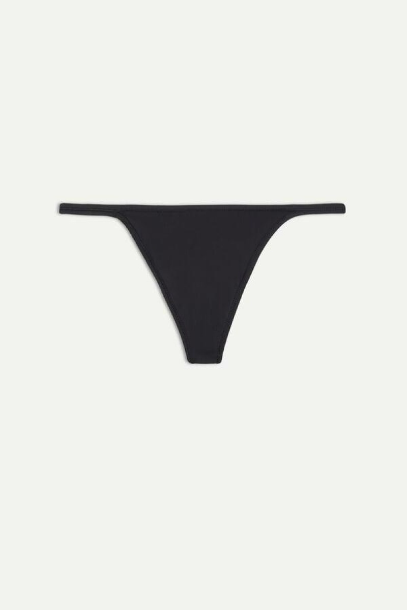 Intimissimi Thong with Ultralight Microfiber Straps Trusser Dame Sort | DK3761CE