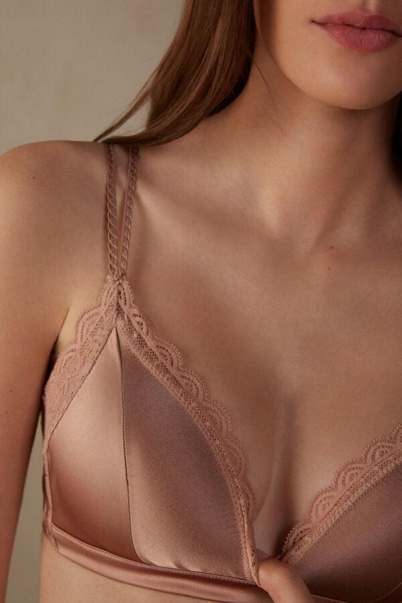 Intimissimi Tiziana Silk and Blonder Triangle BH Dame Lyserød | DK4915UT